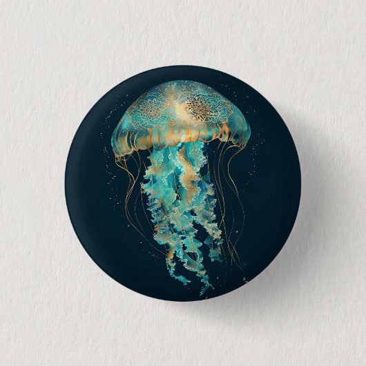 Boho Jellyfish | Tiefsee Button (Vorderseite)