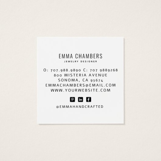 Boho Jewelier Designer Karten für Blumenmuster-Qua (Rückseite)