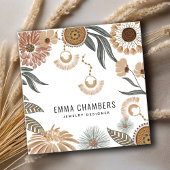 Boho Jewelier Designer Tropical Floral Quadratische Visitenkarte