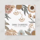 Boho Jewelier Designer Tropical Floral Quadratische Visitenkarte (Vorderseite)