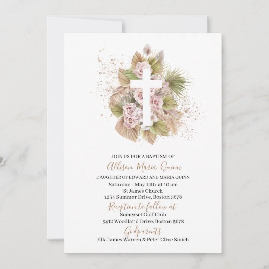 Boho Join uns für eine Taufe der Einladung (Vorderseite)