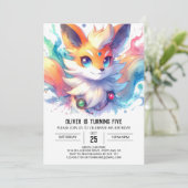 Boho Joyful Fox Birthday Einladung (Stehend Vorderseite)
