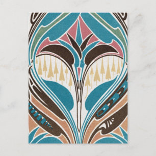 boho Jugendstil Chic abstraktes Design Postkarte