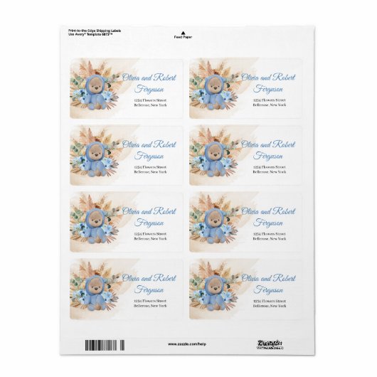 Boho Junge Teddy Bären Pampelgras Eukalyptus Baby (Vorne)