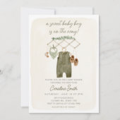 Boho Jungen Babykleidung Baby Shower Einladung (Vorderseite)
