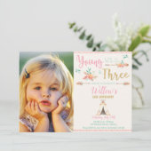 Boho junges wildes und 3. Mädchen-Foto des Einladung (Stehend Vorderseite)