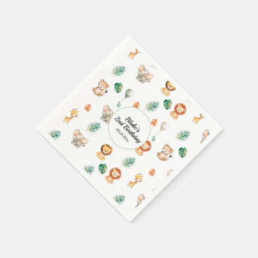 Boho Jungle Animals Geburtstag Serviette (Ecke)