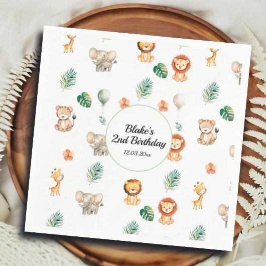 Boho Jungle Animals Geburtstag Serviette