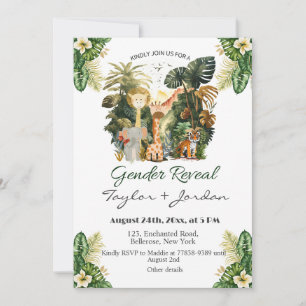 Boho Jungle Animals Gender Reveal Party Einladung