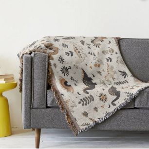 Boho Jungle Dinosaur Pattern Decke