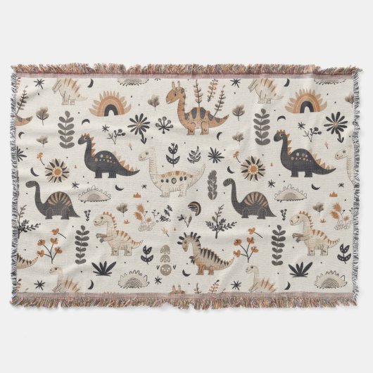 Boho Jungle Dinosaur Pattern Decke (Vorderseite)