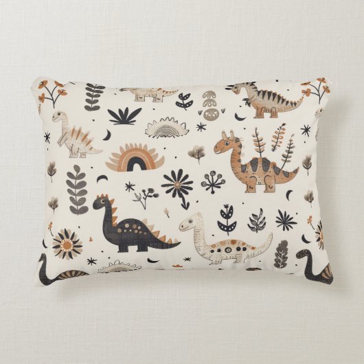 Boho Jungle Dinosaur Pattern Dekokissen (Vorderseite)