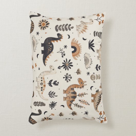 Boho Jungle Dinosaur Pattern Dekokissen (Vorderseite(Vertikal))