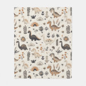 Boho Jungle Dinosaur Pattern Fleecedecke (Vorderseite)