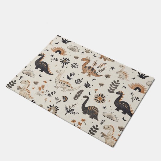 Boho Jungle Dinosaur Pattern Fußmatte (Schrägansicht)