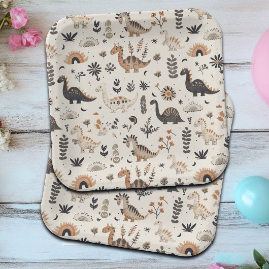 Boho Jungle Dinosaur Pattern Geburtstag Pappteller