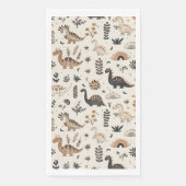 Boho Jungle Dinosaur Pattern Geburtstag Serviette (Vorderseite)