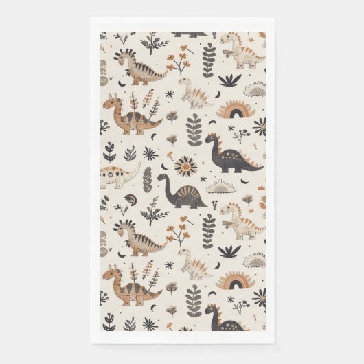 Boho Jungle Dinosaur Pattern Geburtstag Serviette (Vorderseite)