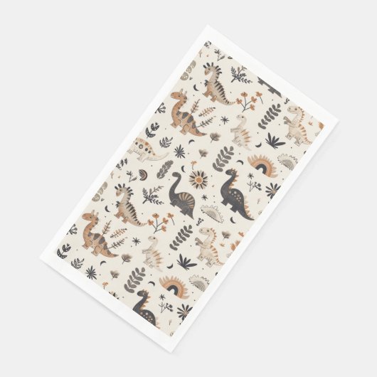 Boho Jungle Dinosaur Pattern Geburtstag Serviette (Ecke)