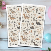 Boho Jungle Dinosaur Pattern Geburtstag Serviette