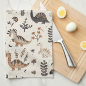 Boho Jungle Dinosaur Pattern Geschirrtuch (Viertel Falte)