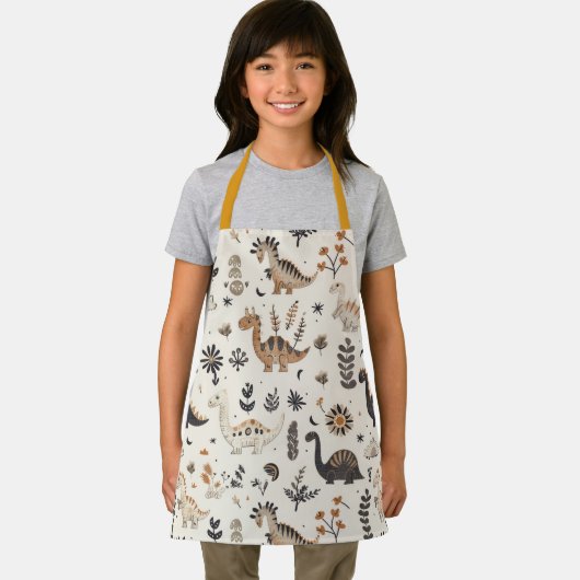 Boho Jungle Dinosaur Pattern Kids Schürze (Insitu)