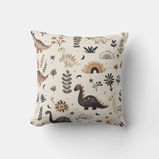 Boho Jungle Dinosaur Pattern Kissen (Vorderseite)