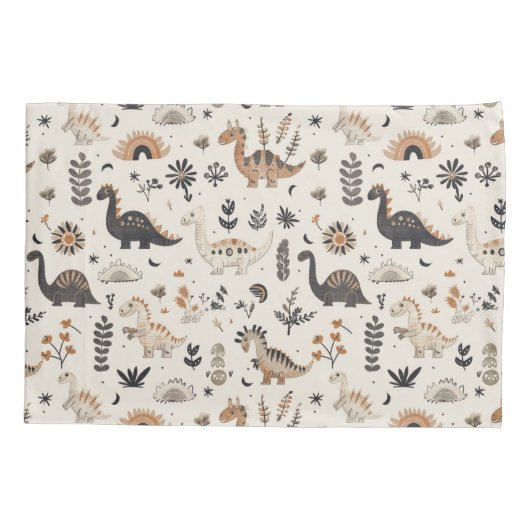 Boho Jungle Dinosaur Pattern Kissenbezug (Rückseite)