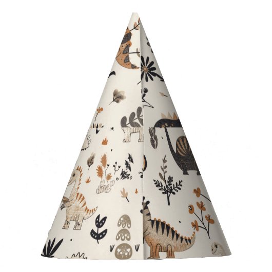 Boho Jungle Dinosaur Pattern Partyhütchen (Rückseite)