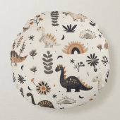 Boho Jungle Dinosaur Pattern Rundes Kissen (Vorderseite)