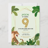 Boho Jungle Safari Animal Tiger Geometric Geburtst Einladung (Vorderseite)
