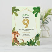 Boho Jungle Safari Animal Tiger Geometric Geburtst Einladung (Stehend Vorderseite)