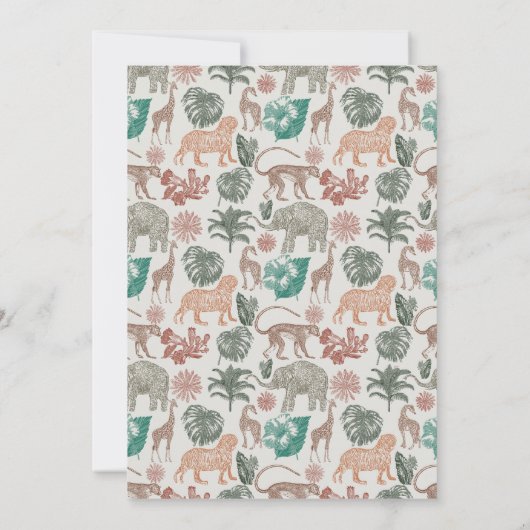 Boho Jungle Safari Baby Dusche Einladung (Rückseite)