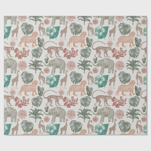 Boho Jungle Safari Geschenkpapier (Flach)