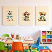 Boho Jungle Safari Kinderzimmer Art | Set von 3 Dr