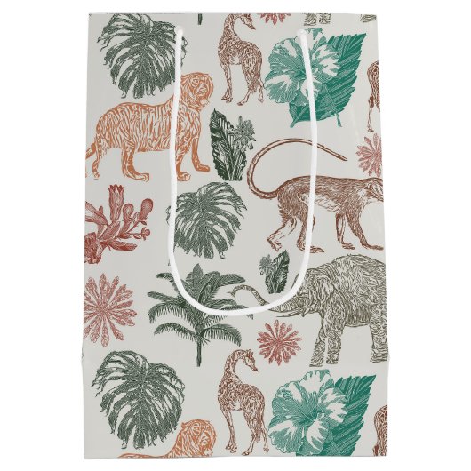 Boho Jungle Safari Mittlere Geschenktüte (Rückseite)