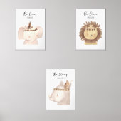 Boho Jungle Safari Tiere Personalisiertes Kinderzi Bilderwand Sets (Vorderseite)