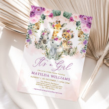 Boho Jungle Safari Wild Animals Girl Baby Dusche