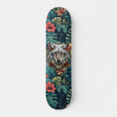 Boho Jungle White Wolf Skateboard  (Vorne)