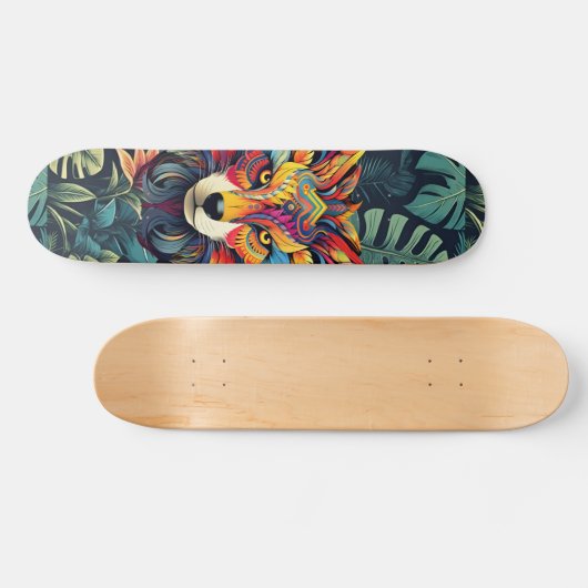 Boho Jungle Wolf Skateboard (Horizontal)
