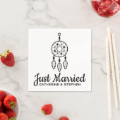 Boho Just Married Dream Catcher Wedding Black Serviette (Beispiel)