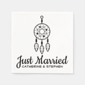 Boho Just Married Dream Catcher Wedding Black Serviette (Vorderseite)