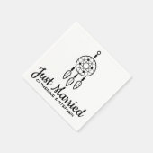 Boho Just Married Dream Catcher Wedding Black Serviette (Ecke)
