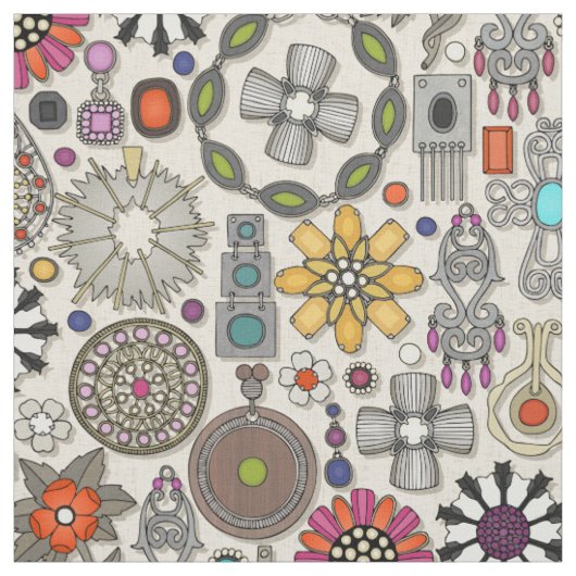 Boho-Juwel-Schätze Leinen Stoff (Muster)
