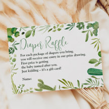 Boho kactus green gender neutral diaper raffle