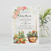 Boho-Kaktus-Baby-Party Einladung (Stehend Vorderseite)