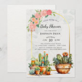 Boho-Kaktus-Baby-Party Einladung (Vorne/Hinten)