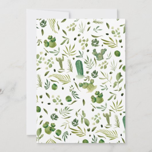 Boho Kaktus grüne tropische Wüste Süße 16 Einladung (Rückseite)