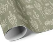 Boho-Kaktus Western Southern Neutral Moosgrün Geschenkpapier (Rolleneckpunkt)
