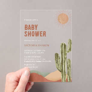 Boho-Kaktus-Wüsten-Baby-Party Western Arizona Acryleinladungen